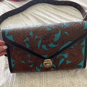 NWT Myra brown and turquoise bag